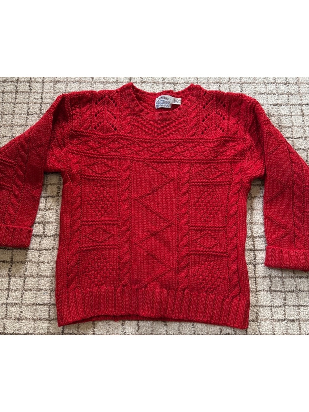 Vintage Cambridge Dry Goods Granola Outdoor Cozy Cabincore Wool Cable Knit Large
